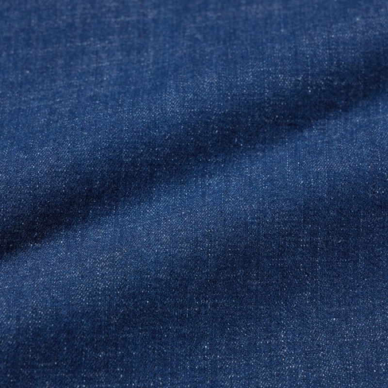 Women Uniqlo Cotton Relaxed Ankle Pants Blue | 3542732