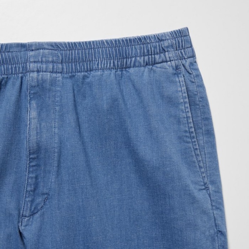 Women Uniqlo Cotton Relaxed Ankle Pants Blue | 3542732
