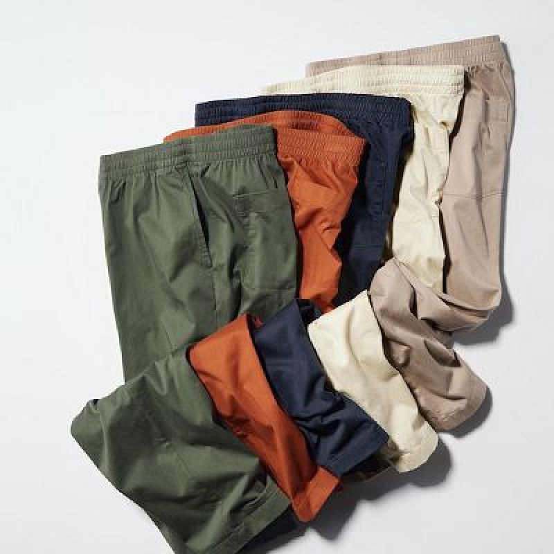 Women Uniqlo Cotton Relaxed Ankle Pants Orange | 9651924
