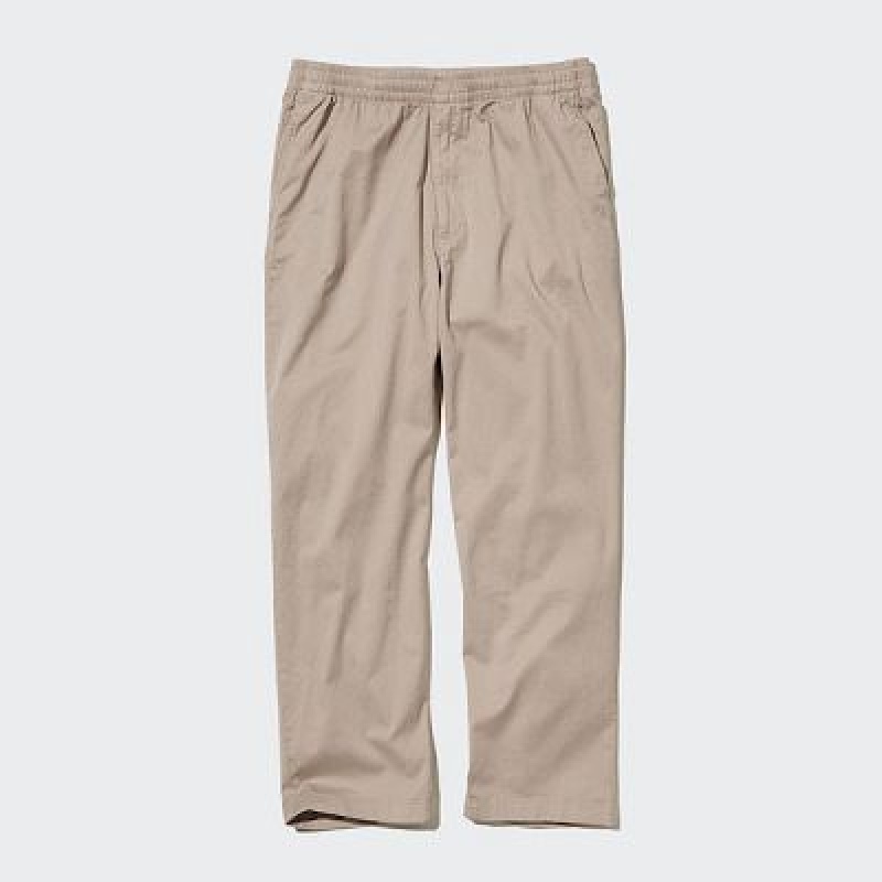Women Uniqlo Cotton Relaxed Ankle Pants Beige | 6054935