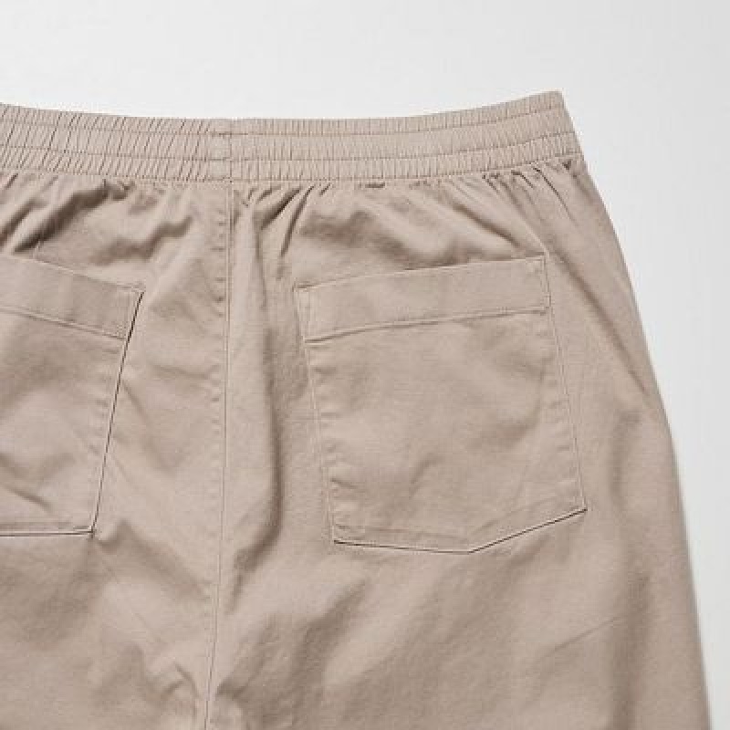 Women Uniqlo Cotton Relaxed Ankle Pants Beige | 6054935