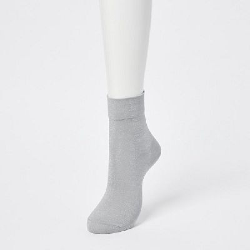 Women Uniqlo Crew Glitter (3 Pairs) Socks Grey | 1412748