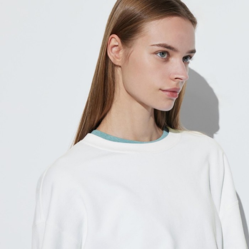 Women Uniqlo Crew Neck Long-Sleeve Sweatshirts Blue | 5406527