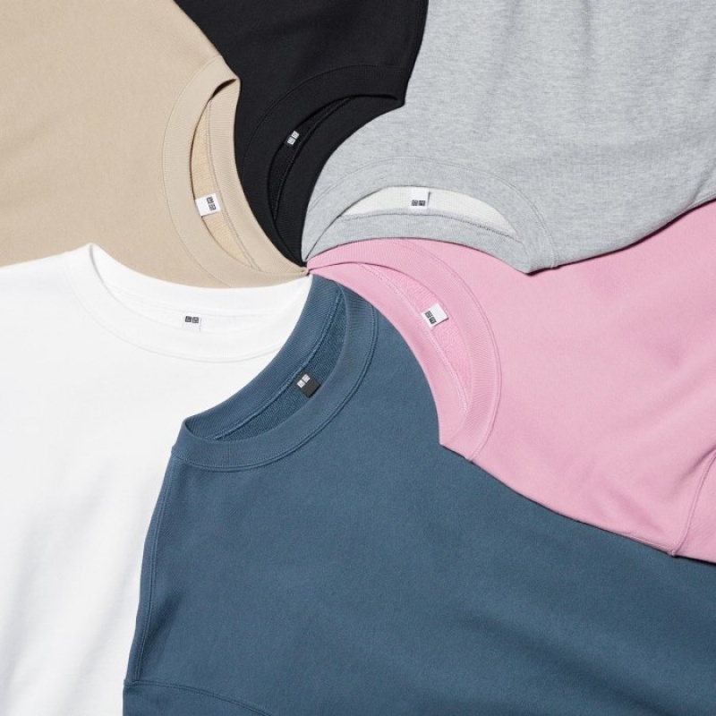 Women Uniqlo Crew Neck Long-Sleeve Sweatshirts Blue | 5406527