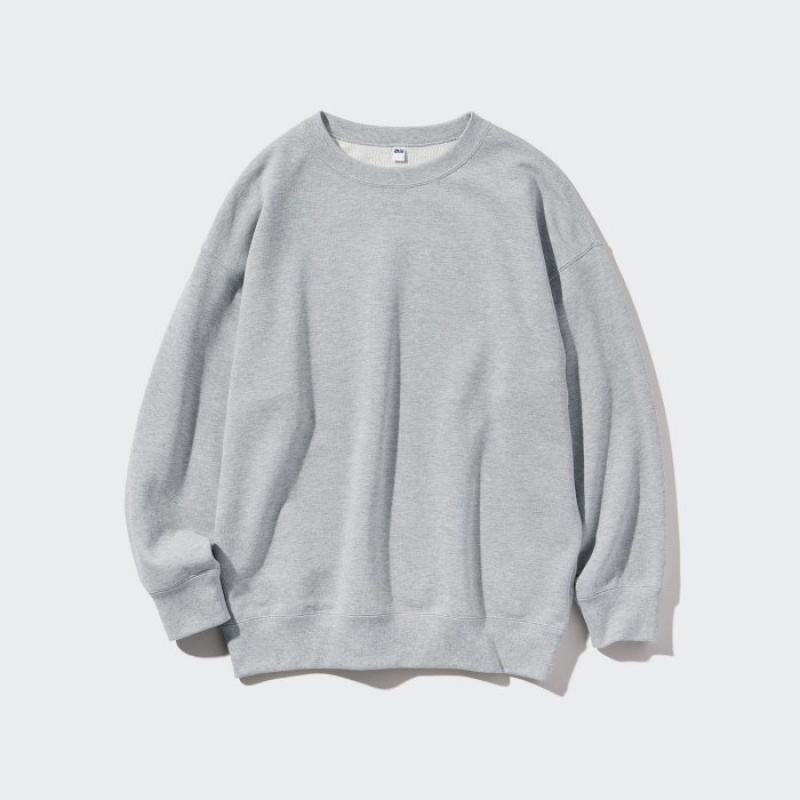 Women Uniqlo Crew Neck Long-Sleeve Sweatshirts Blue | 5406527