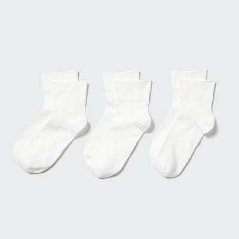 Women Uniqlo Crew Tapered (3 Pairs) Socks White | 5973688