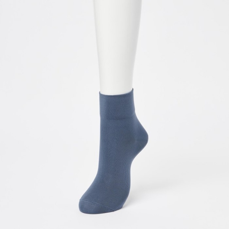 Women Uniqlo Crew Tapered (3 Pairs) Socks Blue | 29829