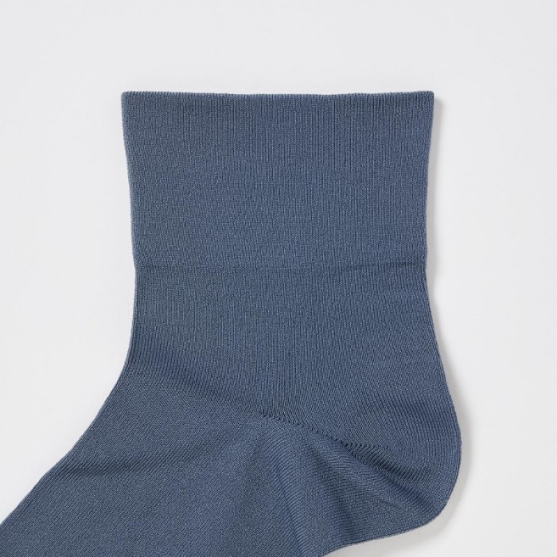 Women Uniqlo Crew Tapered (3 Pairs) Socks Blue | 29829