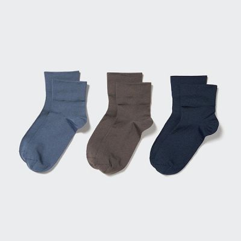 Women Uniqlo Crew Tapered (3 Pairs) Socks Blue | 3270786