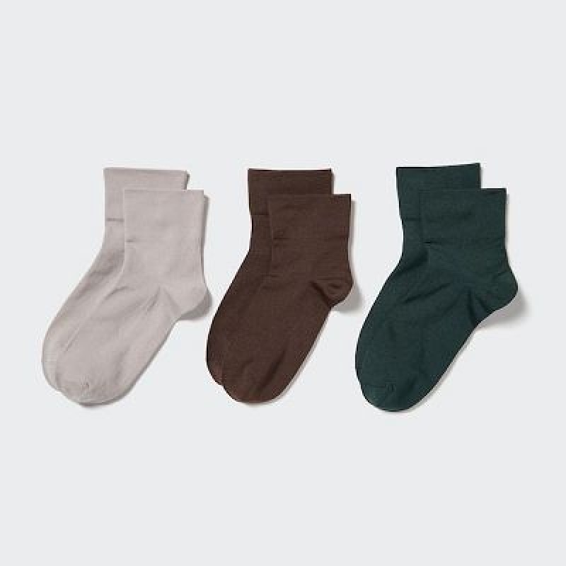 Women Uniqlo Crew Tapered (3 Pairs) Socks Grey | 3603272