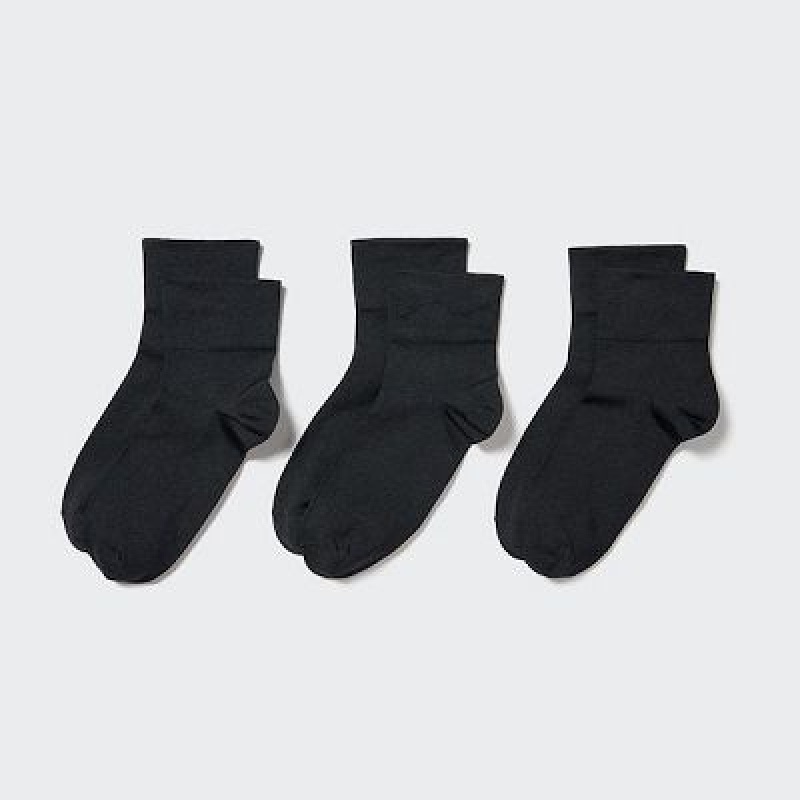 Women Uniqlo Crew Tapered (3 Pairs) Socks Black | 2695753