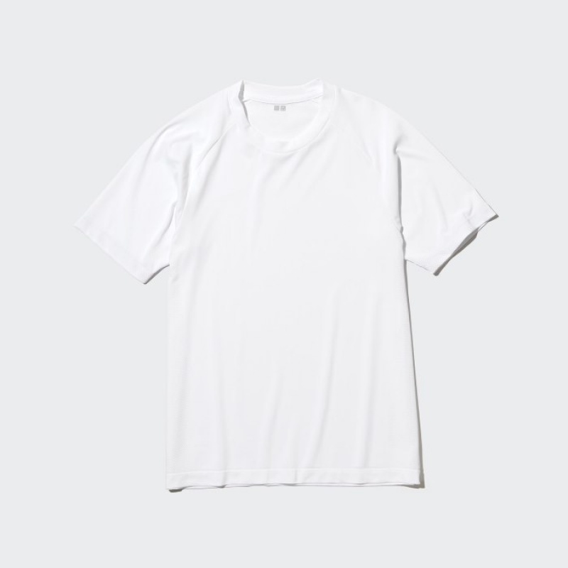Women Uniqlo DRY-EX Crew Neck Short-Sleeve Printed T Shirts White | 7103860