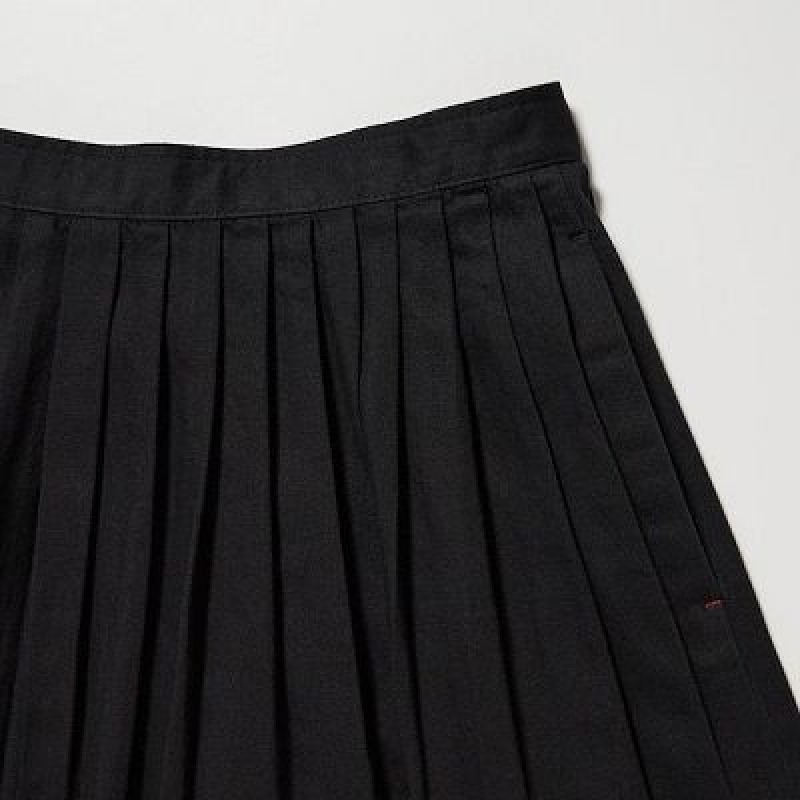 Women Uniqlo Denim Gather Skirts Black | 3540384