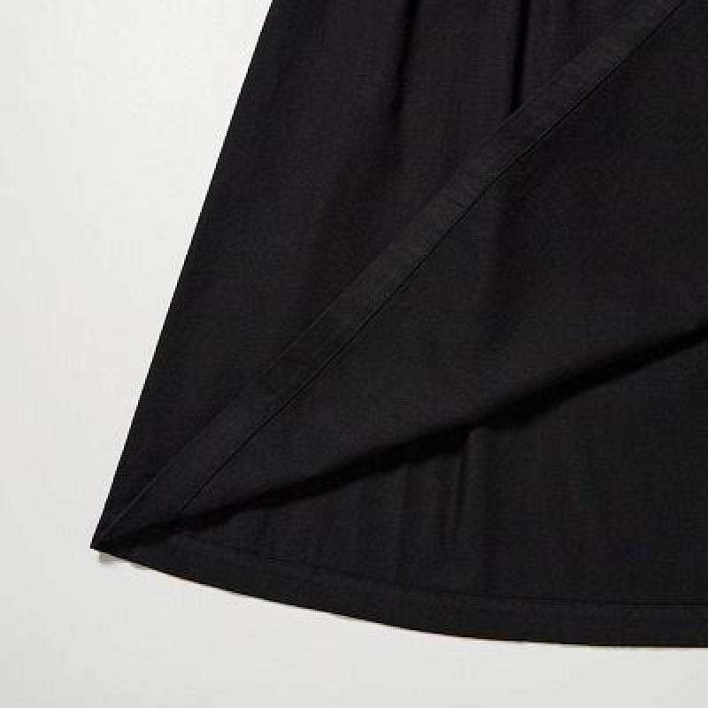 Women Uniqlo Denim Gather Skirts Black | 3540384