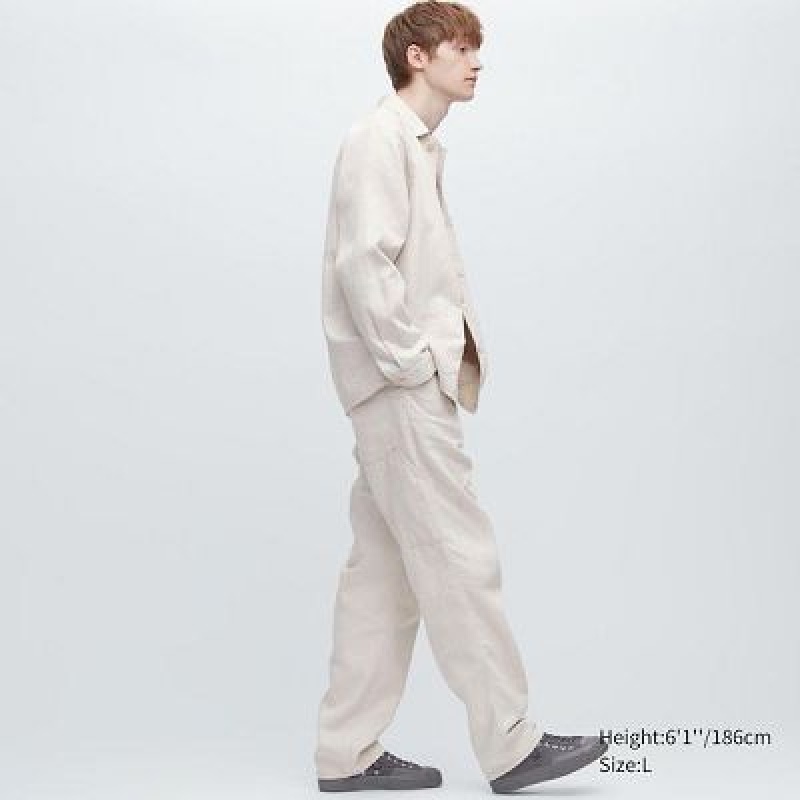 Women Uniqlo Denim Work Pants White | 4444434