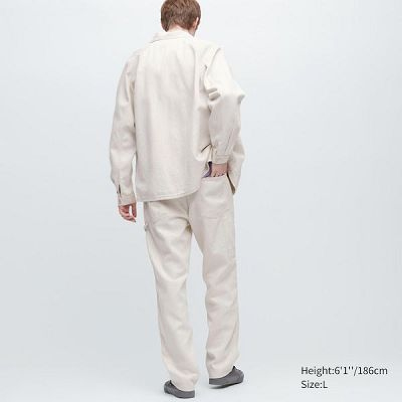 Women Uniqlo Denim Work Pants White | 4444434