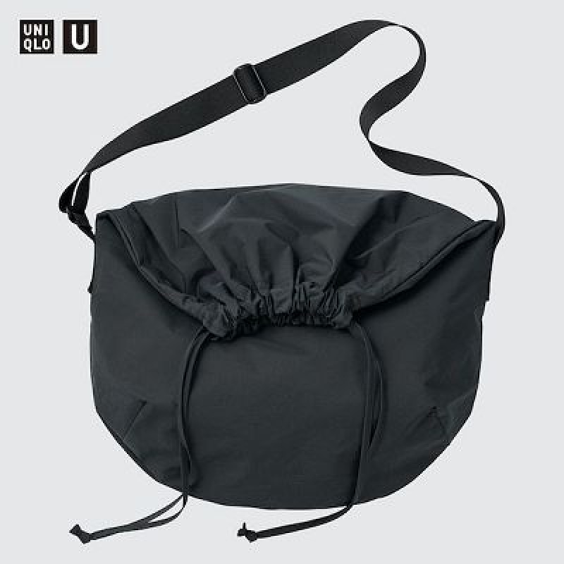 Women Uniqlo Drawstring Tote Bags Black | 1401853