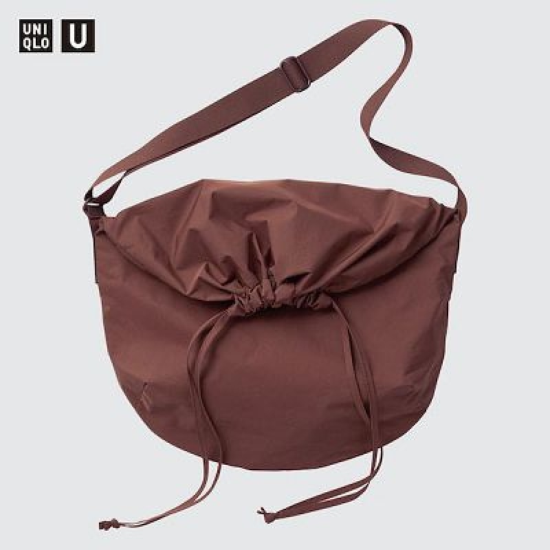 Women Uniqlo Drawstring Tote Bags Burgundy | 9455690