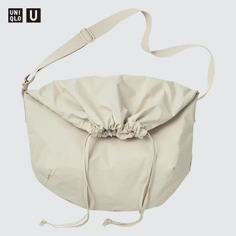 Women Uniqlo Drawstring Tote Bags White | 8409876
