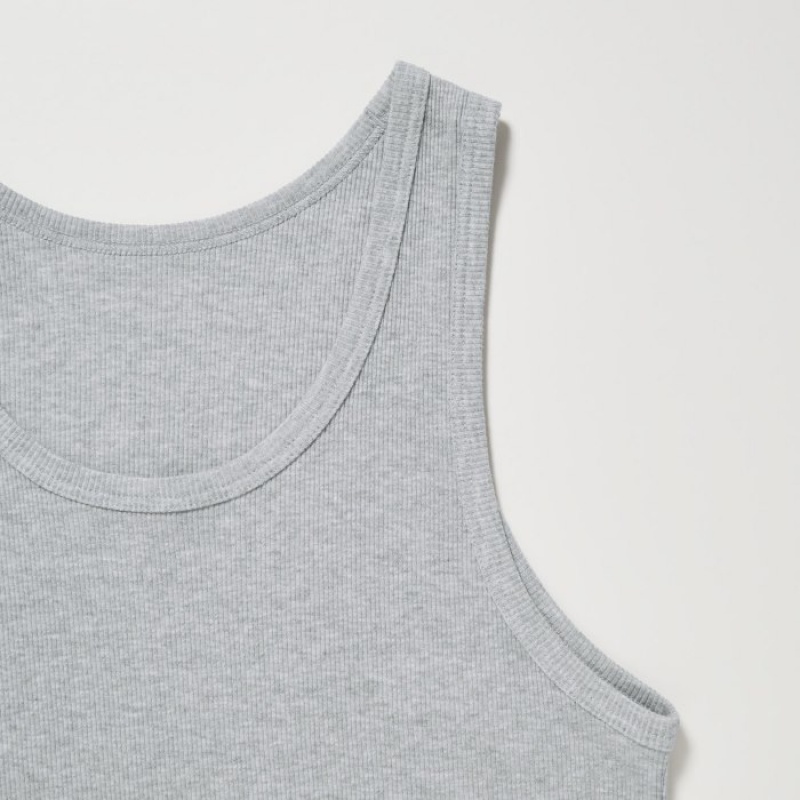 Women Uniqlo Dry Color Ribbed Tank Top White | 9459173