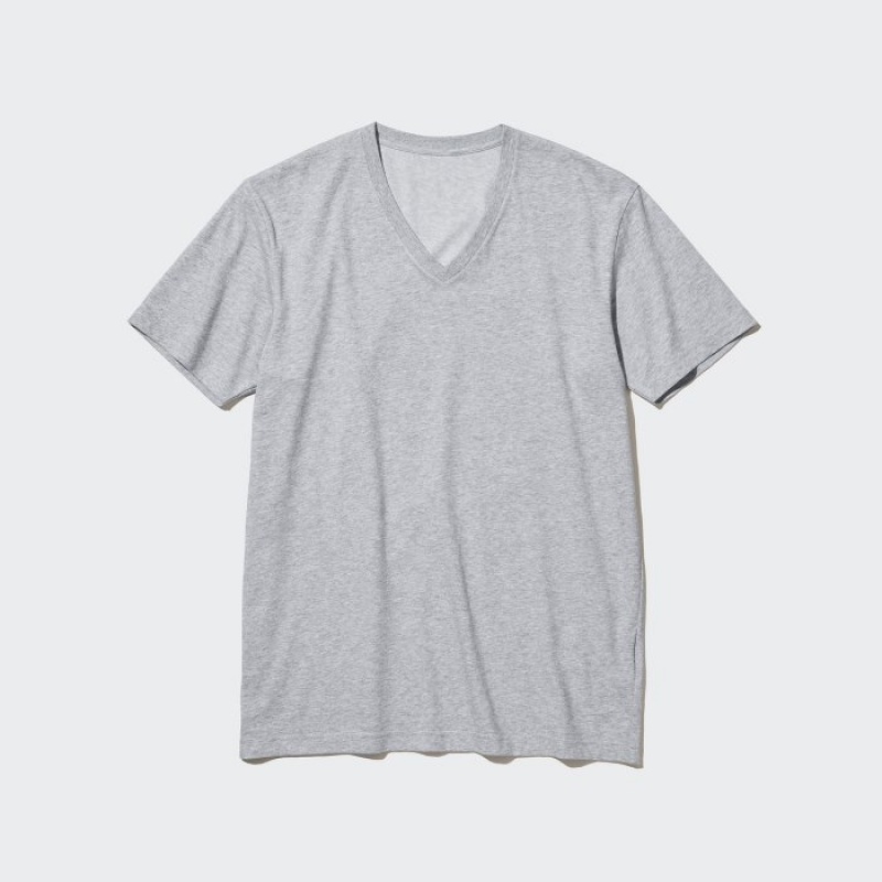 Women Uniqlo Dry Color V-Neck Short-Sleeve T Shirts Red | 6262217