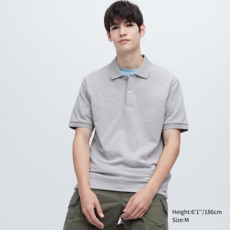 Women Uniqlo Dry Pique Polo Shirts Grey | 3008385