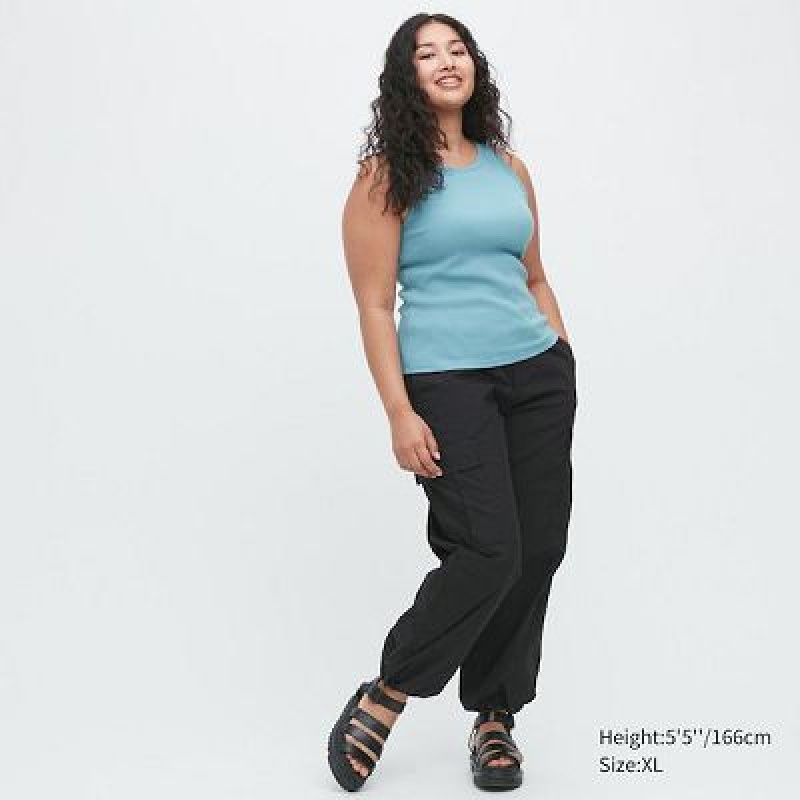 Women Uniqlo Easy Cargo Pants Black | 3880921