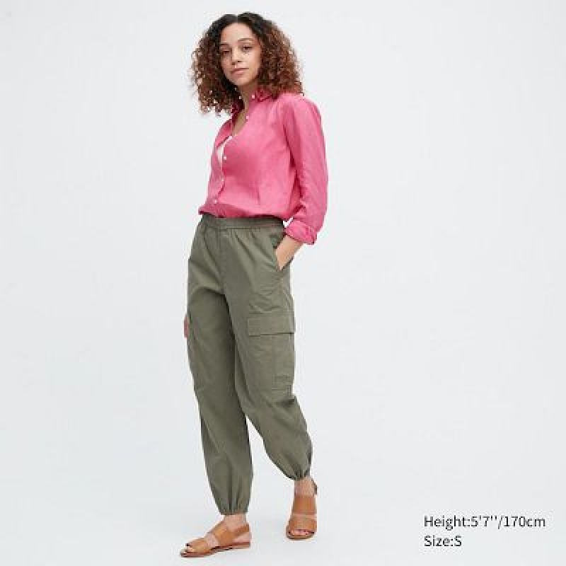 Women Uniqlo Easy Cargo Pants Olive | 6339990
