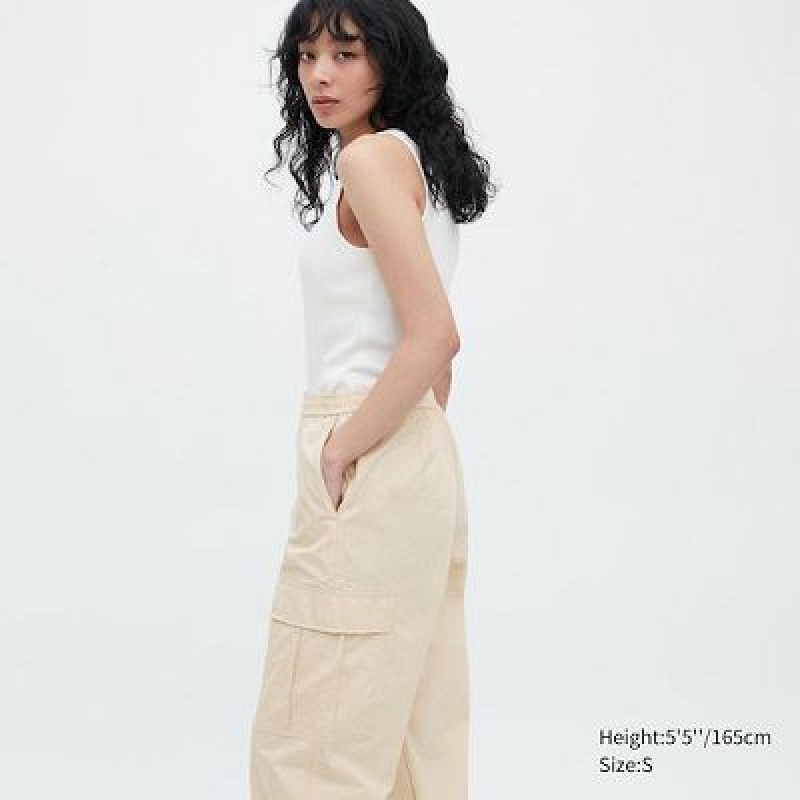 Women Uniqlo Easy Cargo Pants White | 4429780