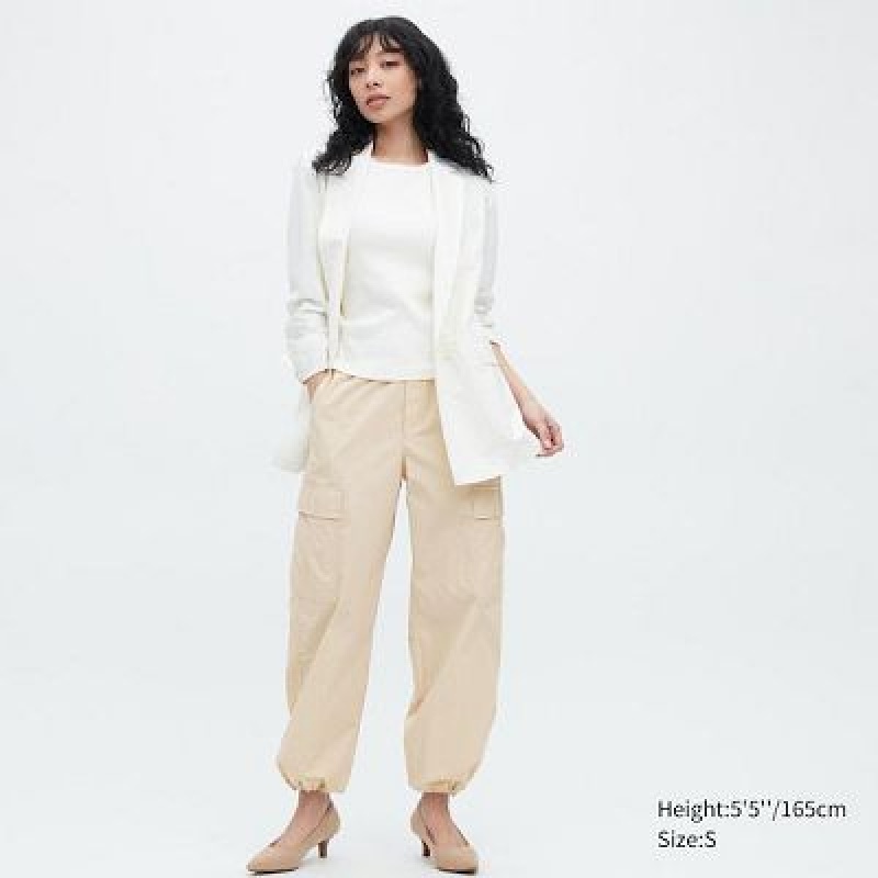 Women Uniqlo Easy Cargo Pants White | 4429780