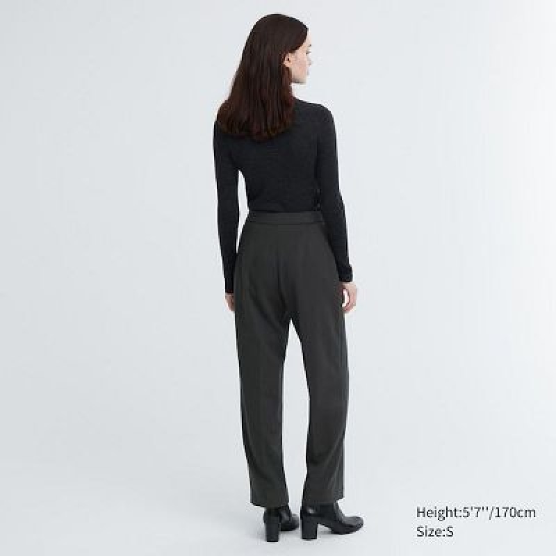 Women Uniqlo Easy Wide Straight Pants Grey | 3770615