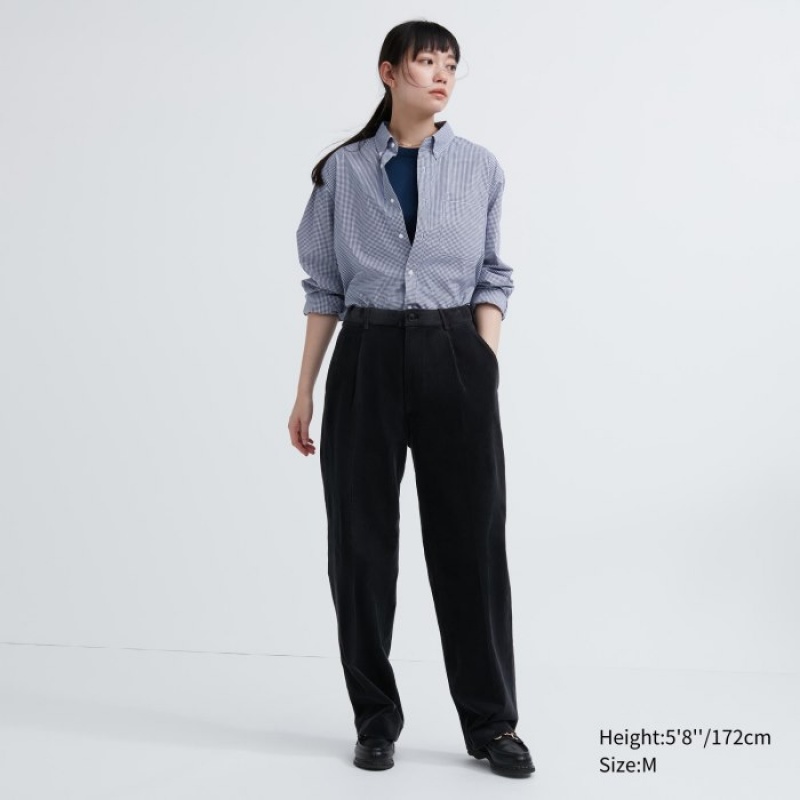 Women Uniqlo Extra Fine Cotton Broadcloth Checked Casual Shirts Blue | 1064491