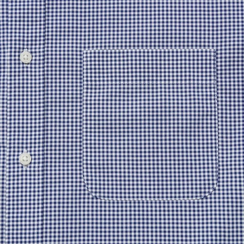 Women Uniqlo Extra Fine Cotton Broadcloth Checked Casual Shirts Blue | 1064491