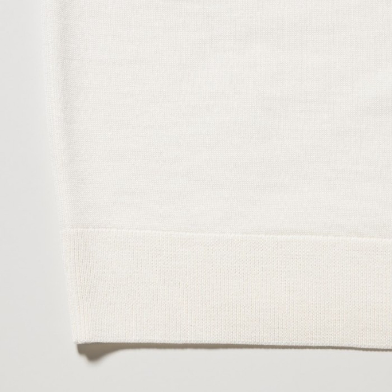 Women Uniqlo Extra Fine Merino Crew Neck Long-Sleeve Sweaters White | 3375569
