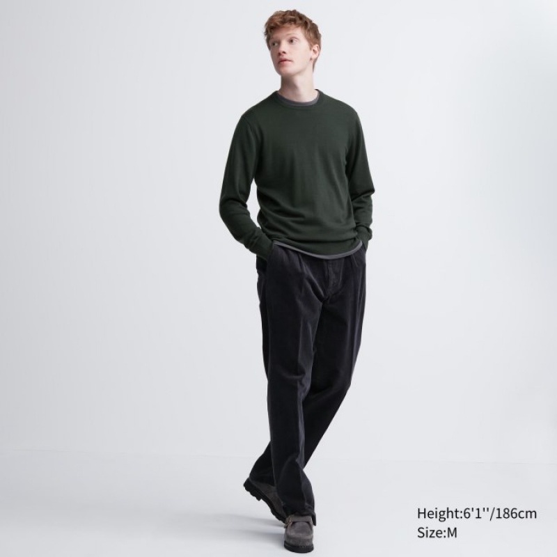 Women Uniqlo Extra Fine Merino Crew Neck Long-Sleeve Sweaters Grey | 734350
