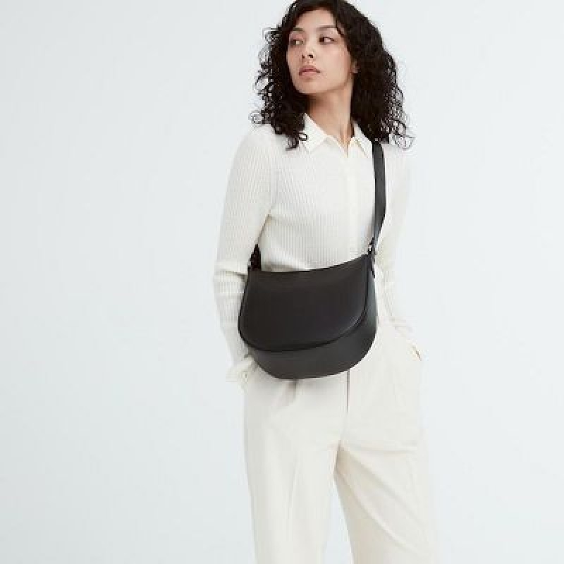 Women Uniqlo Faux-Leather One Handle Crossbody Bags Black | 5530190