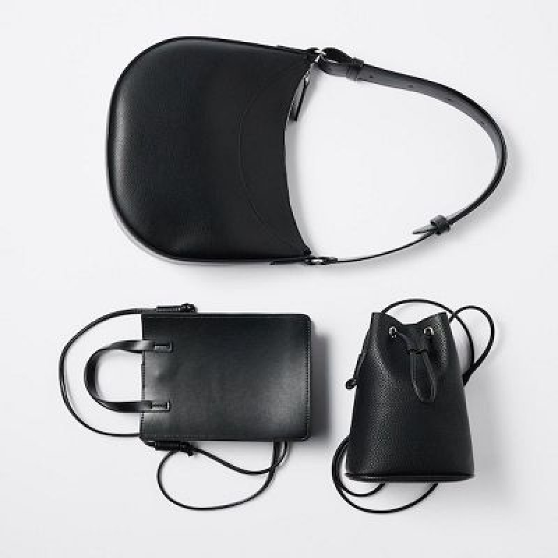 Women Uniqlo Faux-Leather One Handle Crossbody Bags Black | 5530190