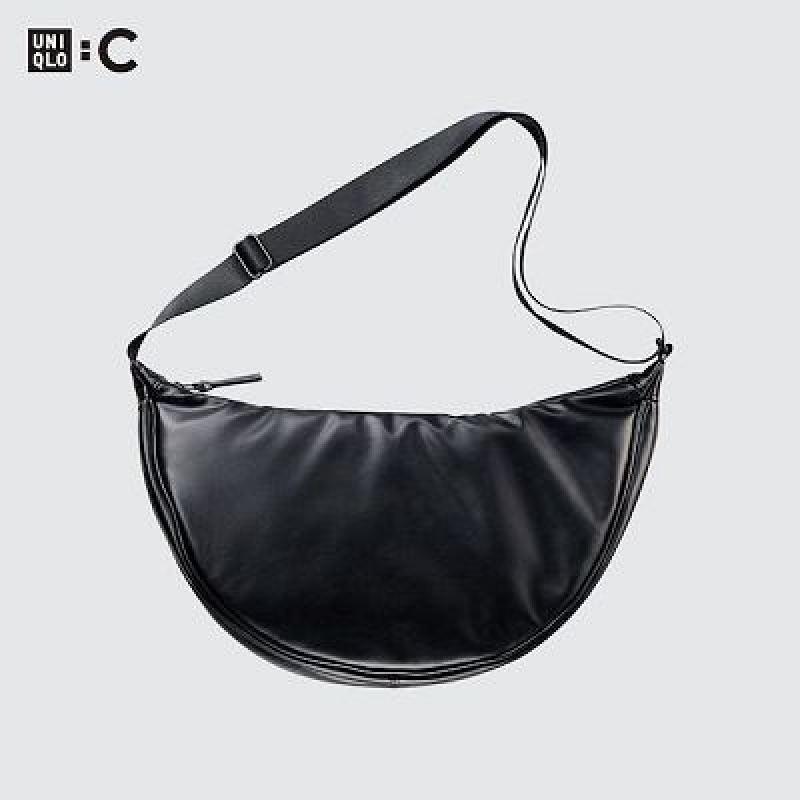 Women Uniqlo Faux Leather Round Crossbody Bags Black | 9503528