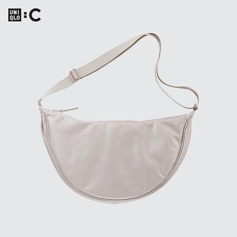 Women Uniqlo Faux Leather Round Crossbody Bags White | 5449475