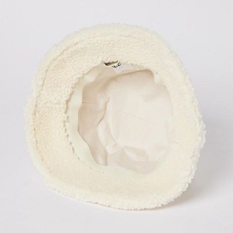 Women Uniqlo Faux Shearling Adjustable Hats White | 4427520