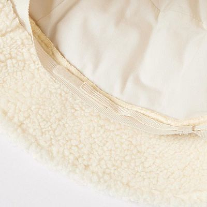 Women Uniqlo Faux Shearling Adjustable Hats White | 4427520