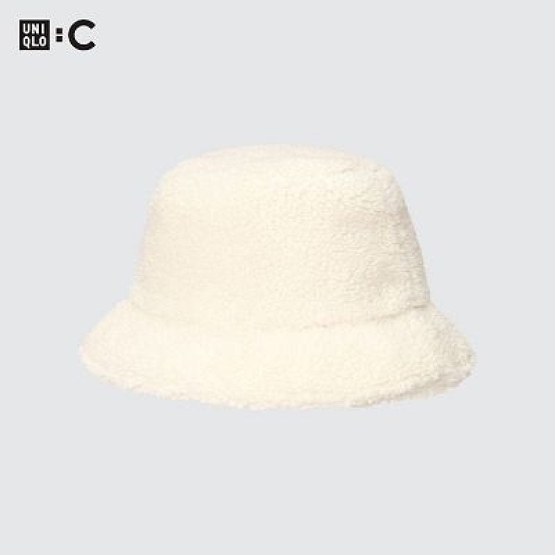 Women Uniqlo Faux Shearling Adjustable Hats White | 4427520