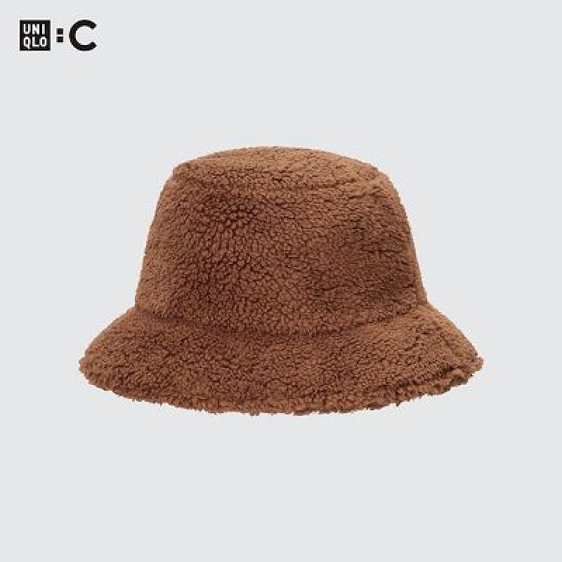 Women Uniqlo Faux Shearling Adjustable Hats Brown | 7021140