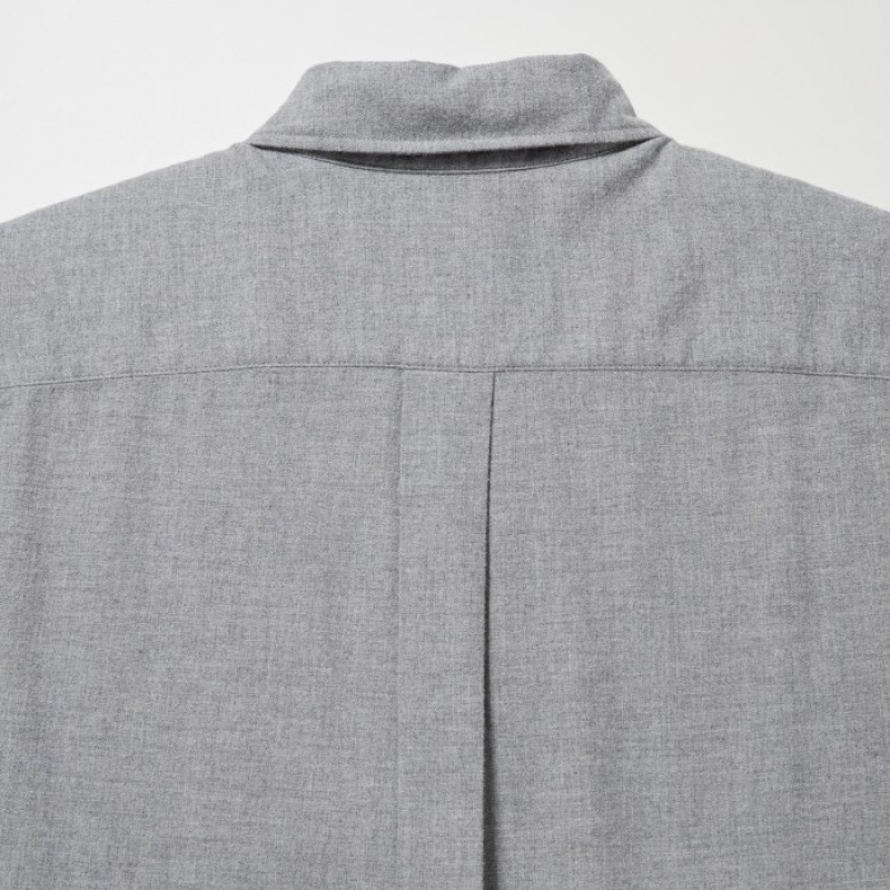 Women Uniqlo Flannel Casual Shirts Grey | 412226
