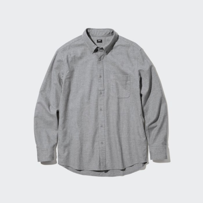 Women Uniqlo Flannel Casual Shirts Grey | 412226