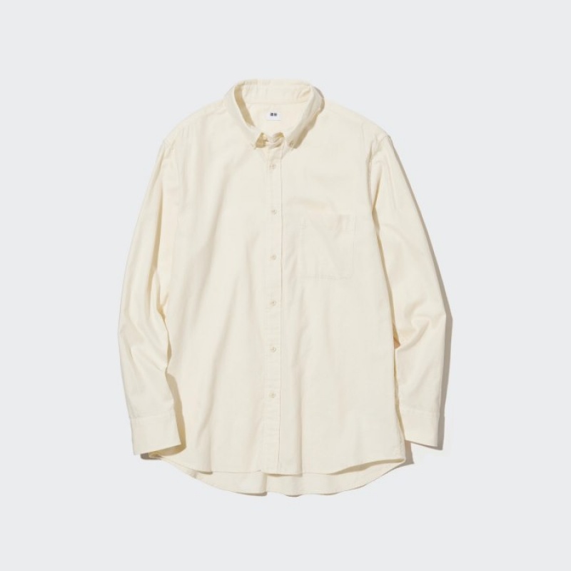 Women Uniqlo Flannel Casual Shirts White | 8074948
