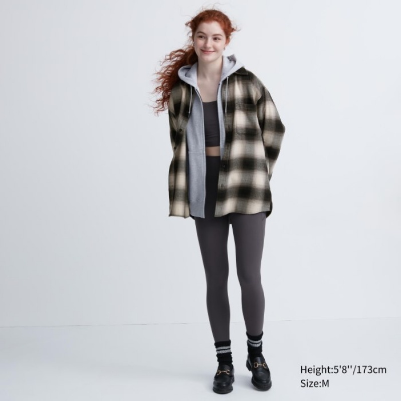 Women Uniqlo Flannel Checked Casual Shirts Black | 2639408