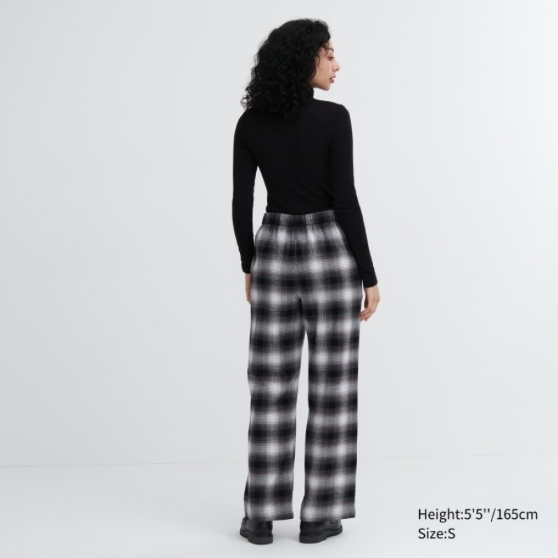 Women Uniqlo Flannel Checked Lounge Pants Red | 4150762