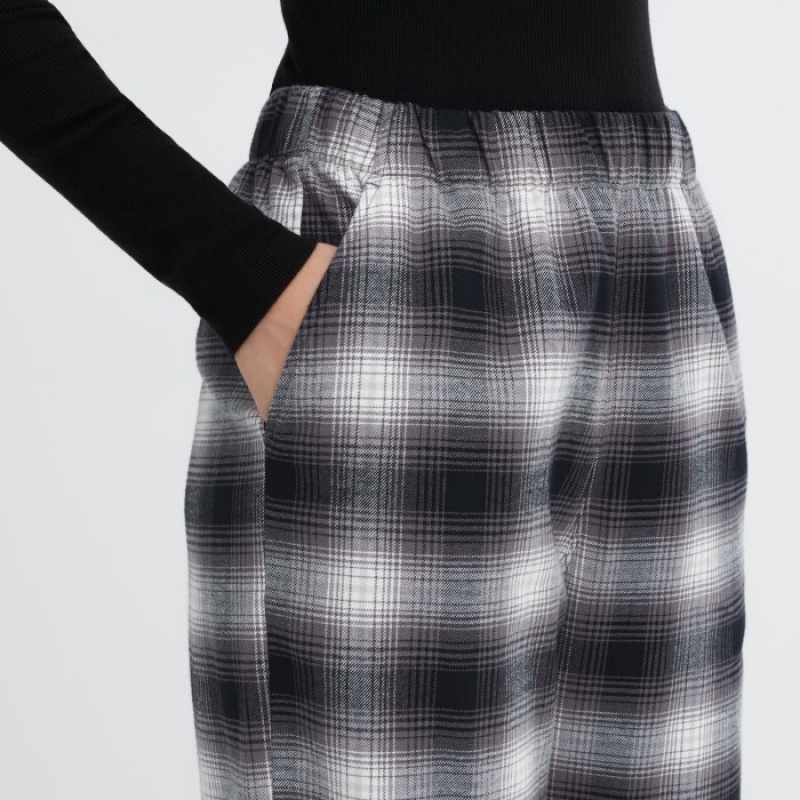 Women Uniqlo Flannel Checked Lounge Pants Red | 4150762