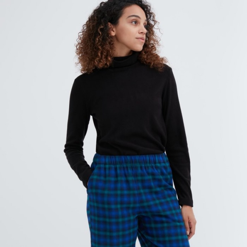 Women Uniqlo Flannel Checked Lounge Pants Blue | 4301532